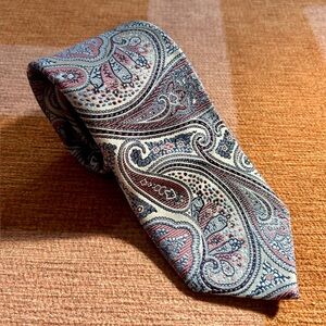 Zimni by Alberto Zimni Tie Paisley Blue And Pink/Maroon 100% Silk
